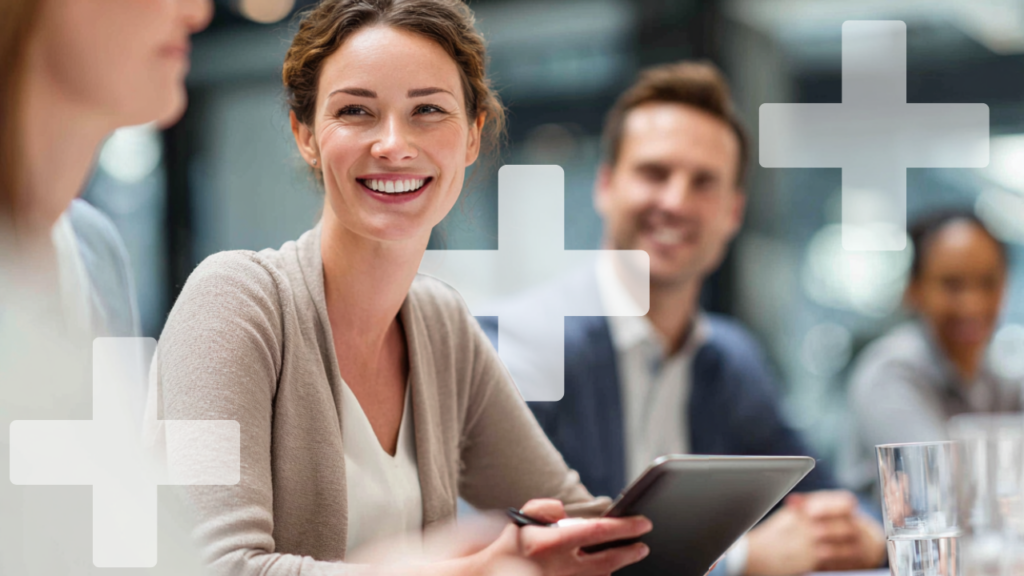 Sopra Health collaboration image of 4 people working together
